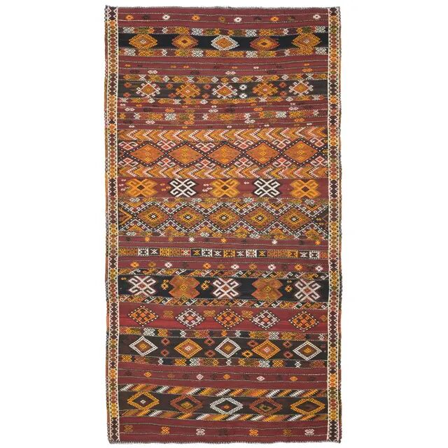 Vintage Turkish Oushak handmade wool cotton red area rug 178x335