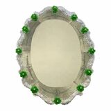 Venetian Murano Glass Oval Floral Wall Mirror – Hand-Carved Italian Art