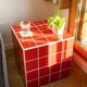 Cube-Side table-Bedside table-Tile-Ceramic-Red-Glossy