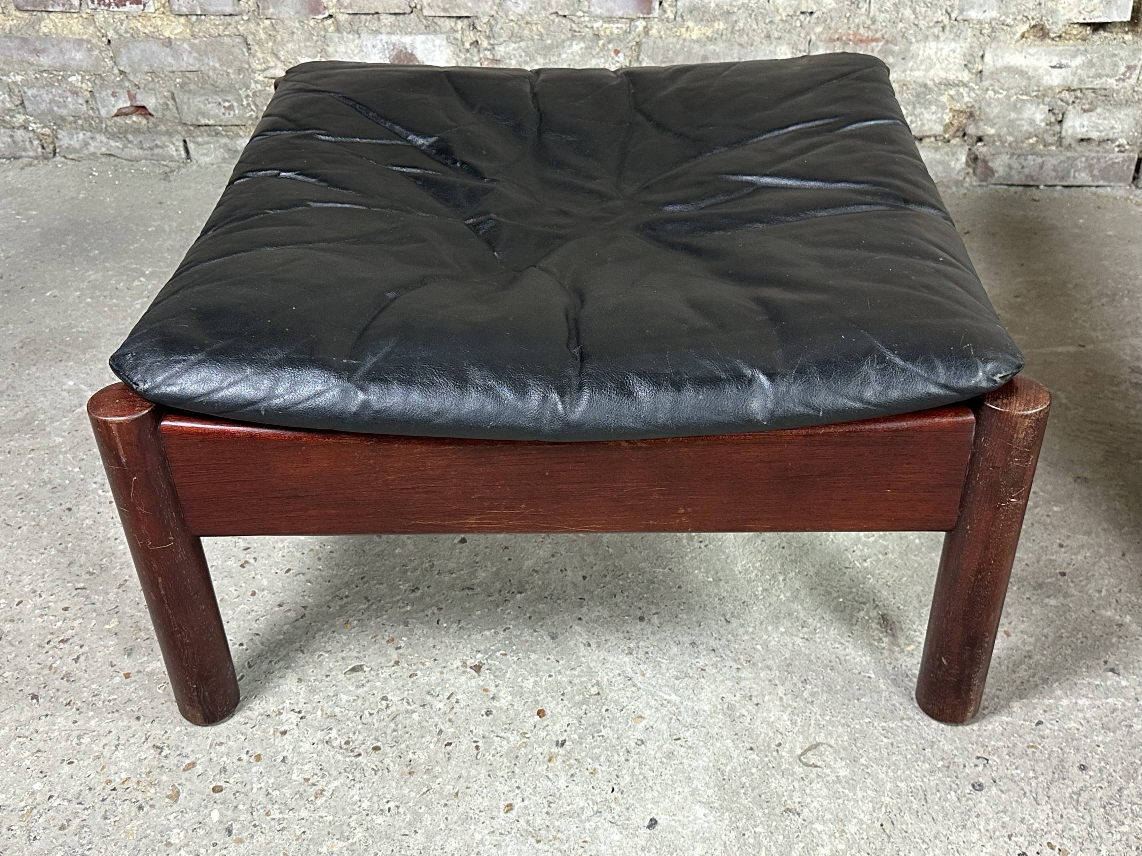 Admiral armchair and its ottoman by Erik Merthen Sweden vintage 1960