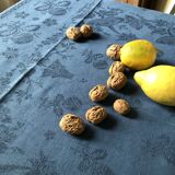 Damask linen and silk tinted royal blue