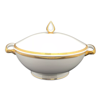 White porcelain tureen Limoges gold edging