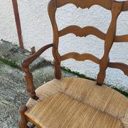 Provencal double armchair with woven rush in walnut