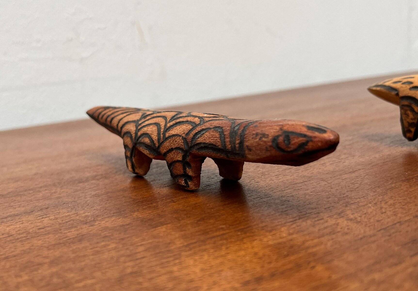 Vintage Australian Aboriginal Art Carved Wooden Animal Figurines, Set of 2