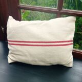 Red striped hemp cushion