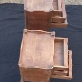 Beautiful pair of bedside tables, in walnut wood, Louis XV style