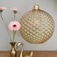 XXL vintage bubbled amber glass globe pendant light