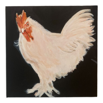 Rooster portrait oil painting on canvas