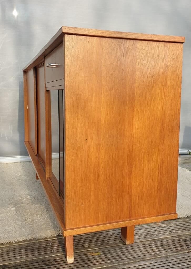 Sideboard 1960 diamond marquetry and showcase 180x45