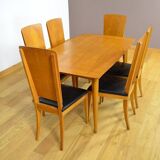 6 Vintage Blond Oak Chairs, France 1960