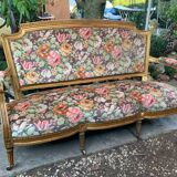 19th-century floral velvet bench
