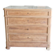 Walnut chest of drawers with white marble.