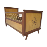 Wood and rattan child bed