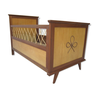 Wood and rattan child bed