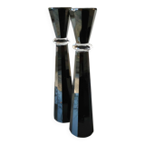 Pair of Asiatides Candlesticks/Copenhagen Model. Diamond inclusion