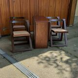 Vintage folding chairs and drop-leaf dining table, 1960s, set of 5