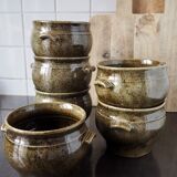 6 green ceramic cassolettes