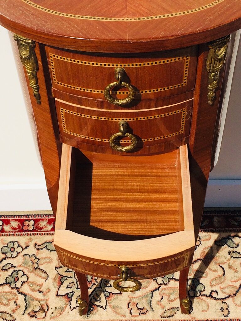 Console - table pedestal table marquetry style louis xv