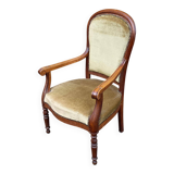 Imperial armchair in oak and beige velvet from the 19th century