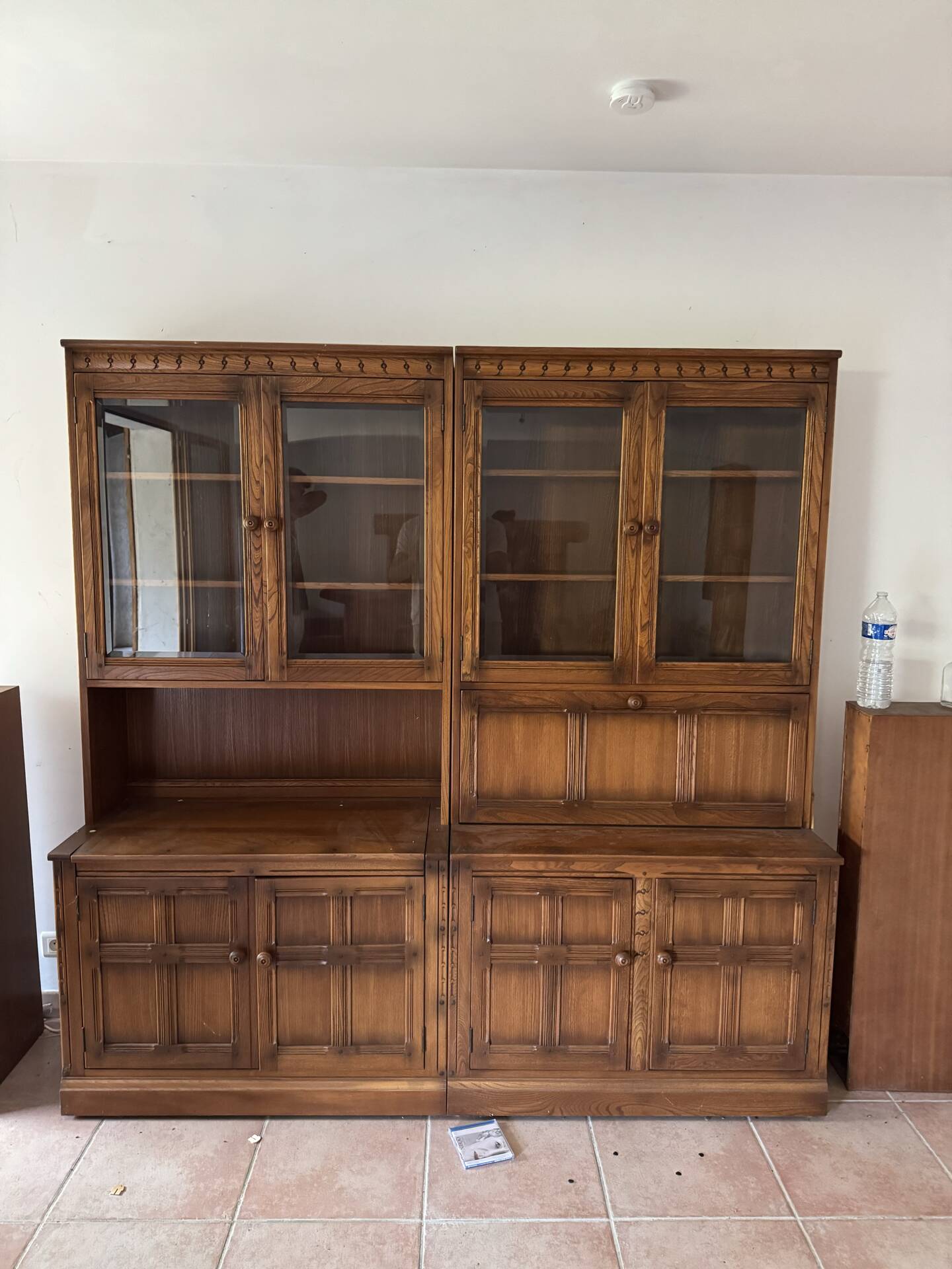 Ercol library cabinets storage England in elm