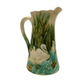 Ancient pitcher in polychrome earthenware 20th century swan decorations