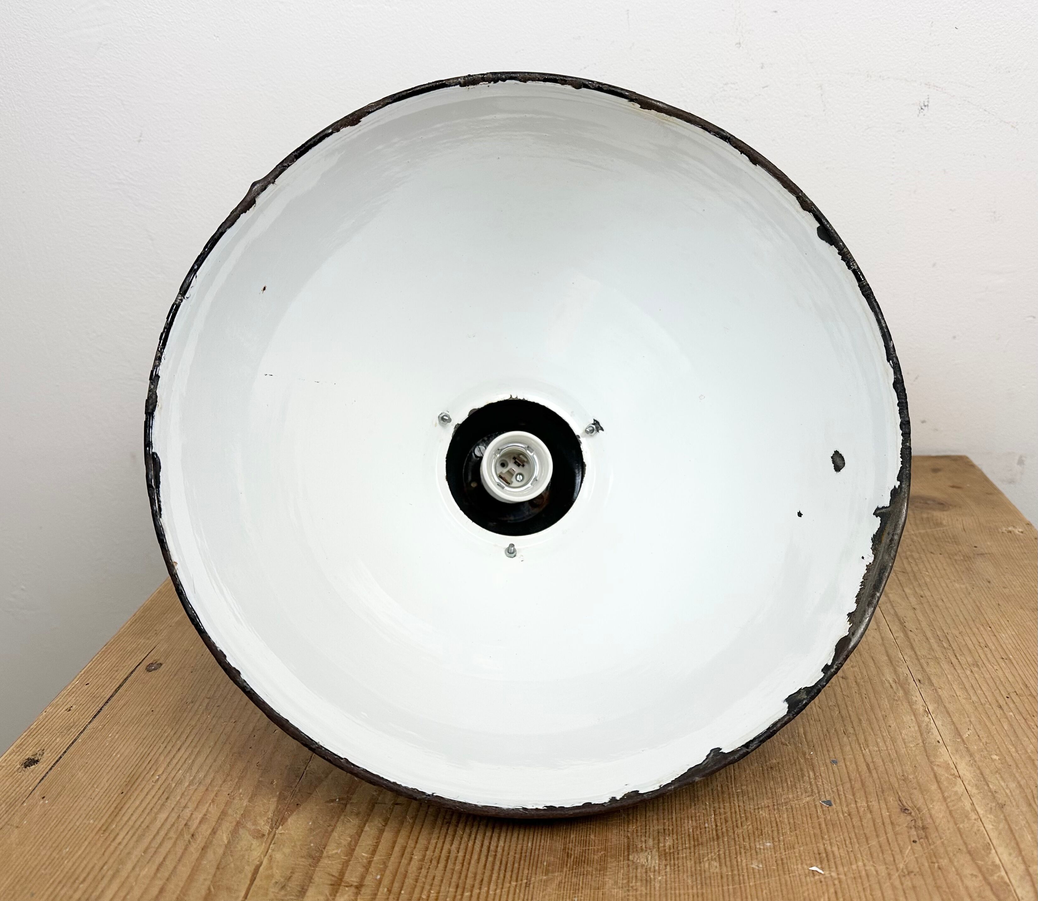 Industrial Bauhaus Black Enamel Pendant Lamp, 1930s