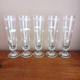 Set of 5 floral champagne glasses