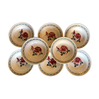 Set of 8 hollow plates in earthenware