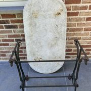 Art Nouveau cast iron and marble bistro table.
