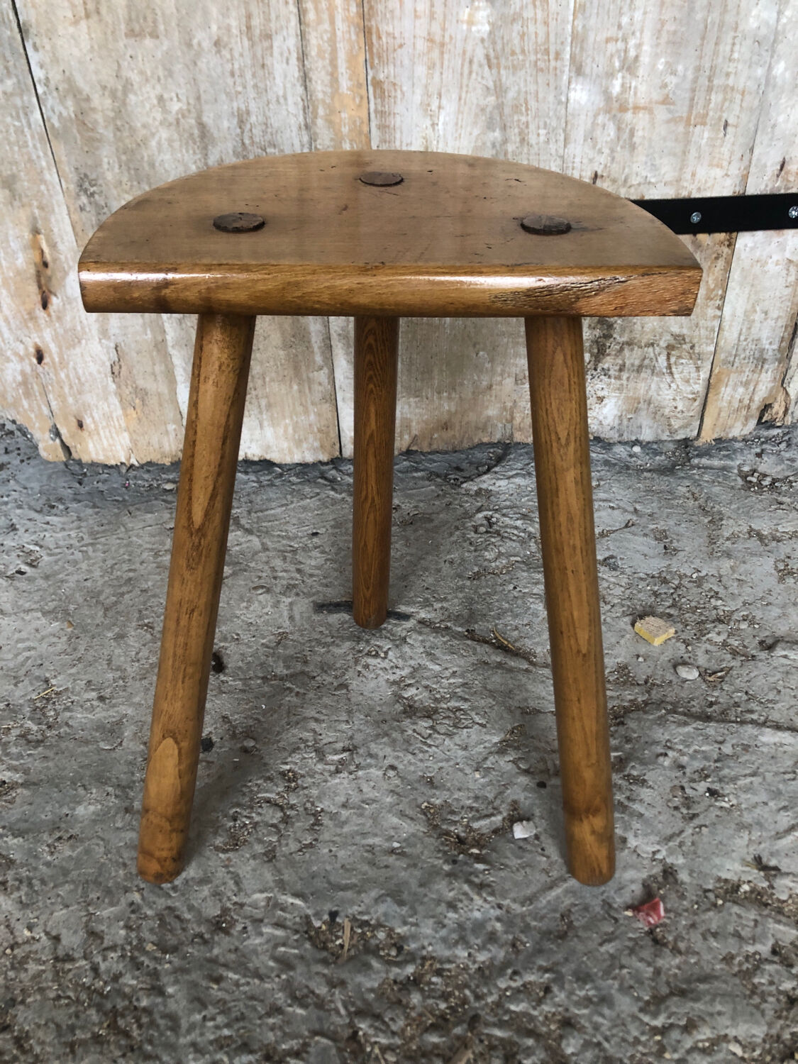 Vintage light wood milking stool