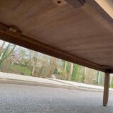 Renovated extendable farmhouse dining table in solid oak from the 19th century, 250-350.
