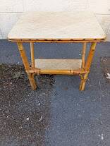 Table d'appoint bambou osier vintage