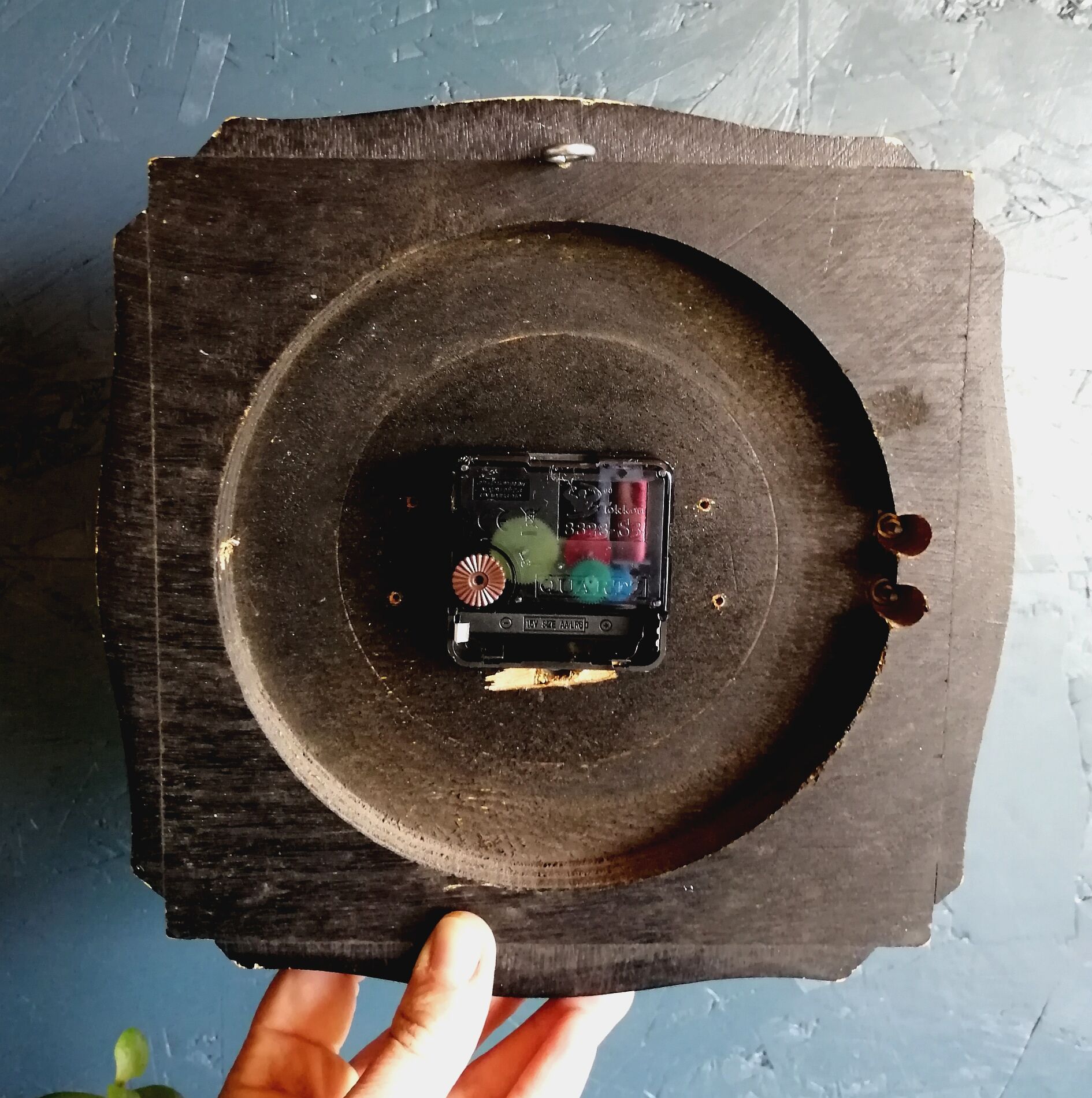 Clock formica vintage silent wall square "FFR golden green"