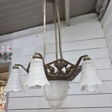 1930s Art Deco bronze chandelier