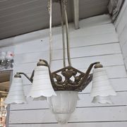 1930s Art Deco bronze chandelier