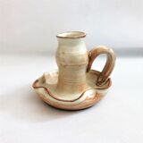 Handmade candle holder in vintage stoneware