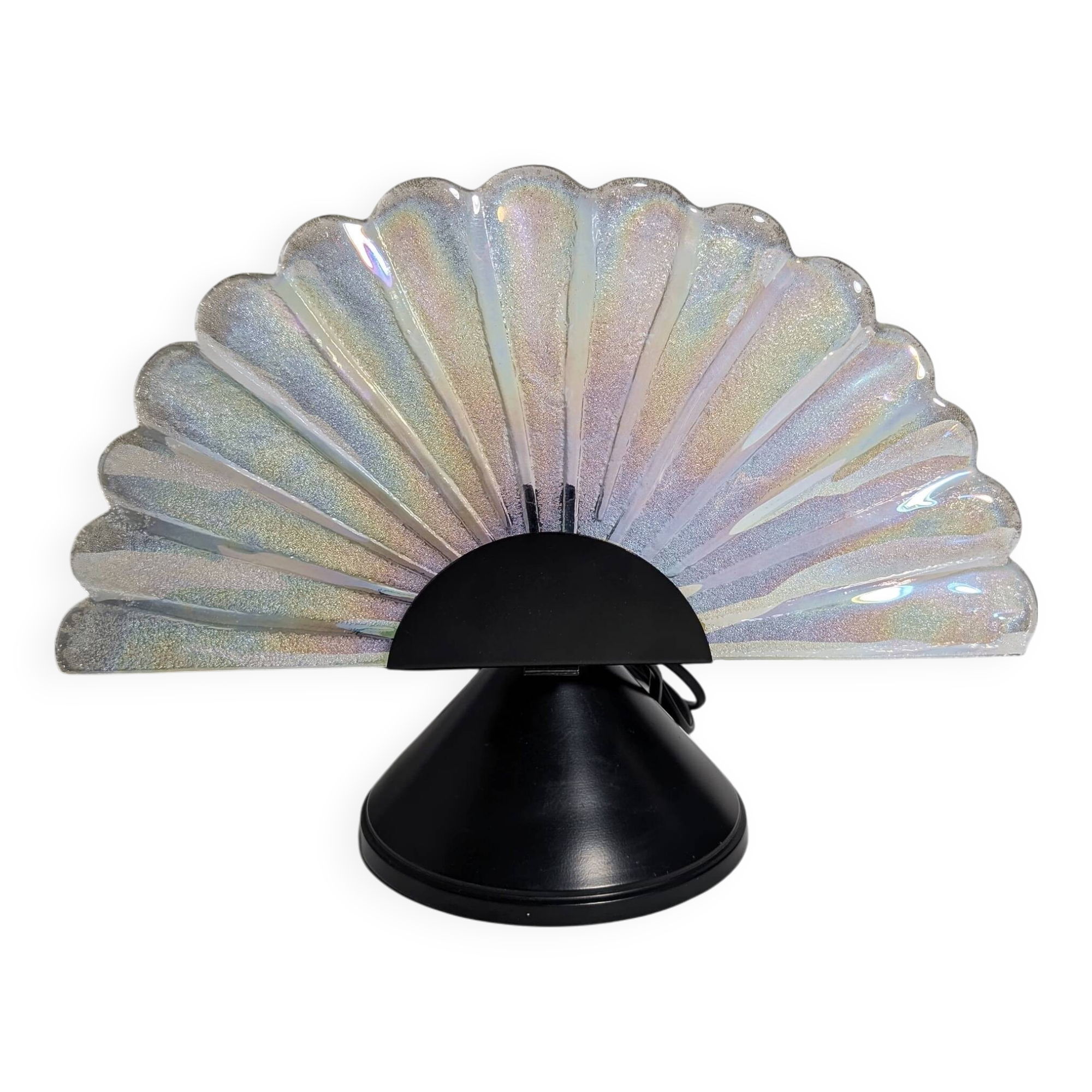 Vintage Murano table lamp 80s art deco iridescent fan