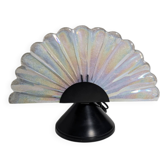 Vintage Murano table lamp 80s art deco iridescent fan