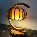 Vintage 1950 rattan bedside lamp