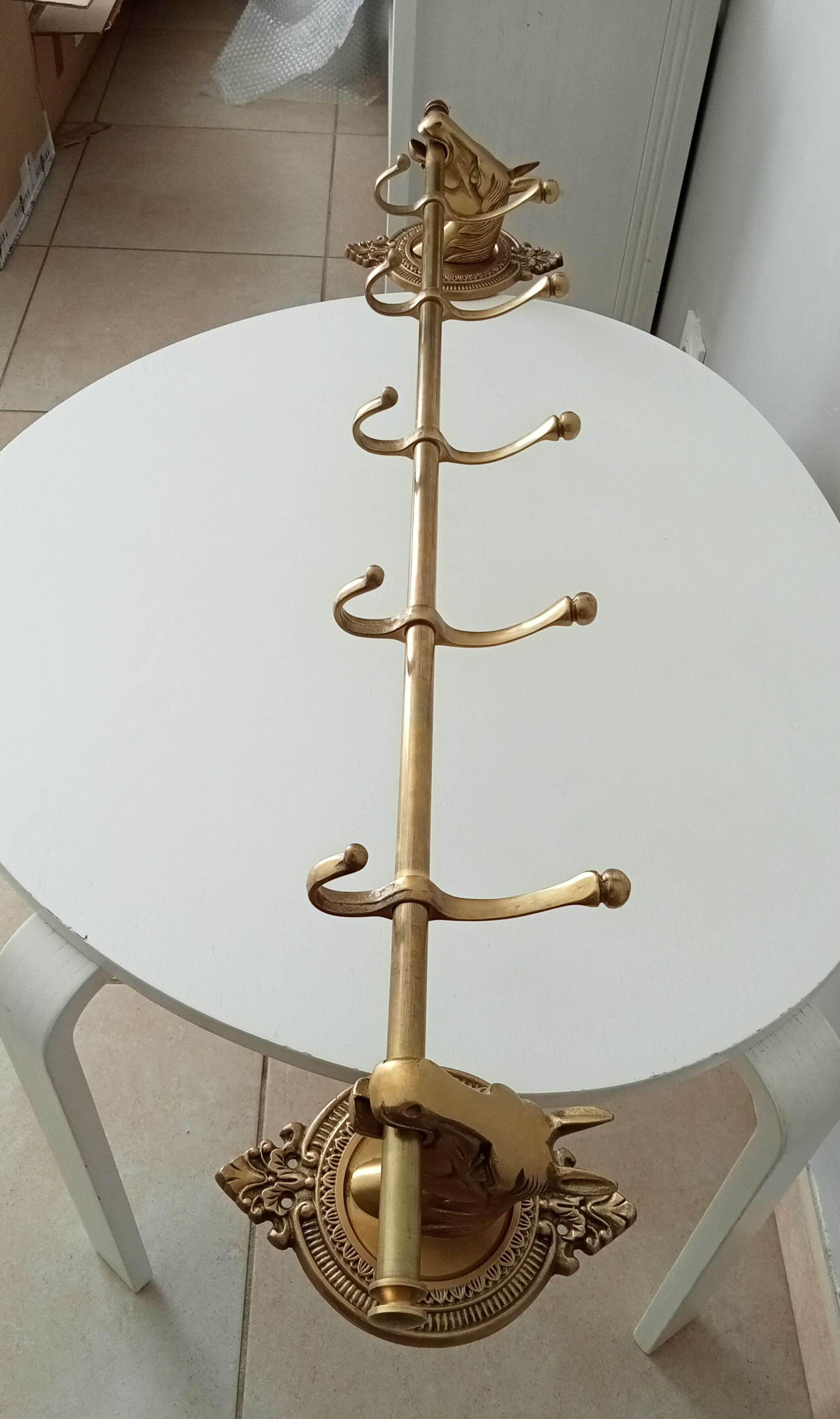 Coat rack in solid brass gilded 50s