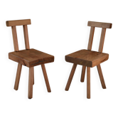 2 chaises brutalistes de la marque mobichalet 1960's