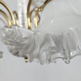 Lustre en céramique, laiton et verre de Murano des années 1970