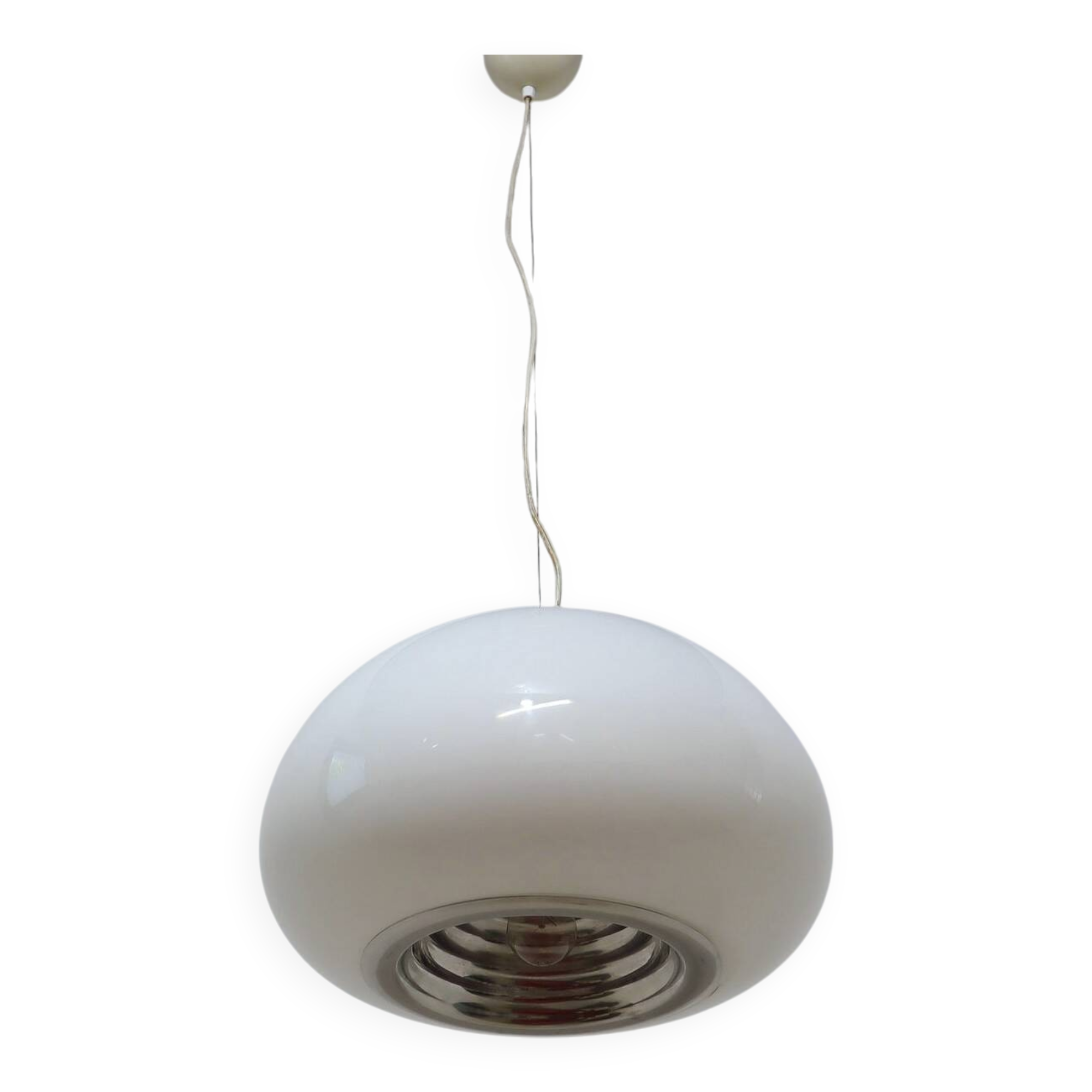 Vintage Black & White pendant glass lamp, Flos 1965