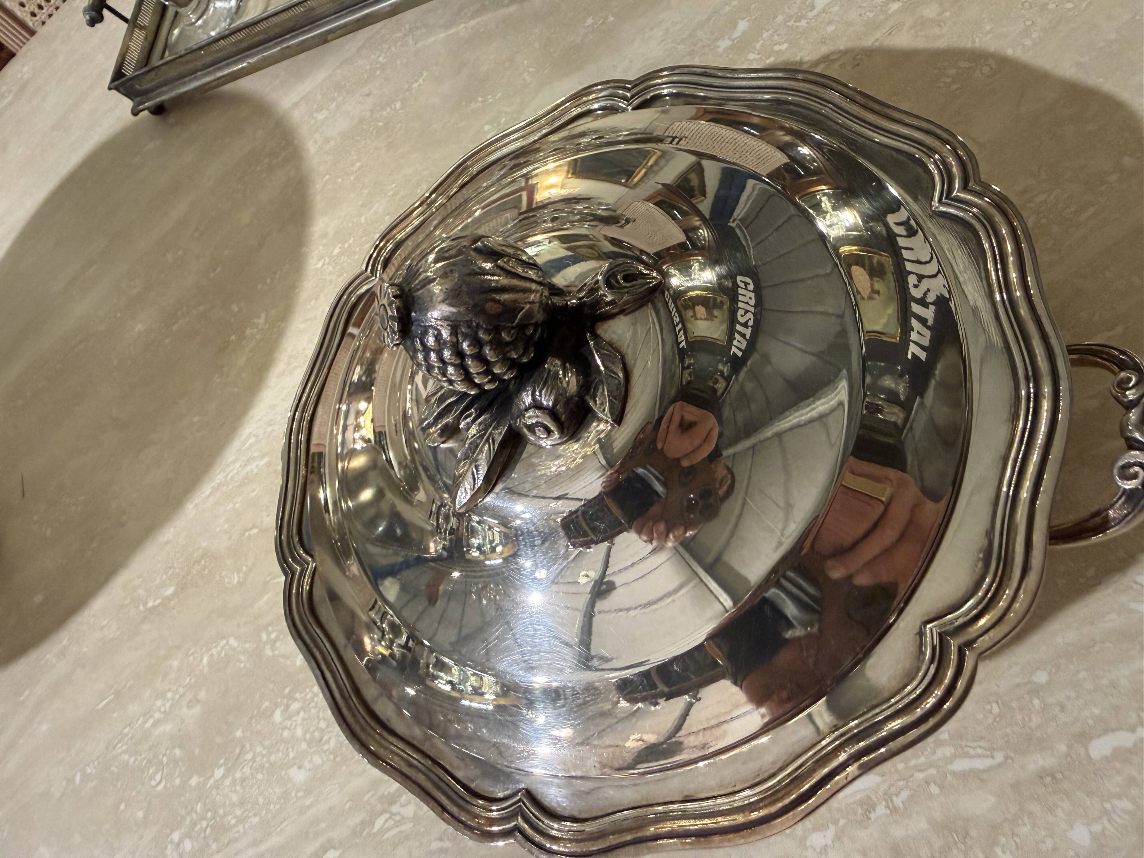 Silver-plated soup tureen