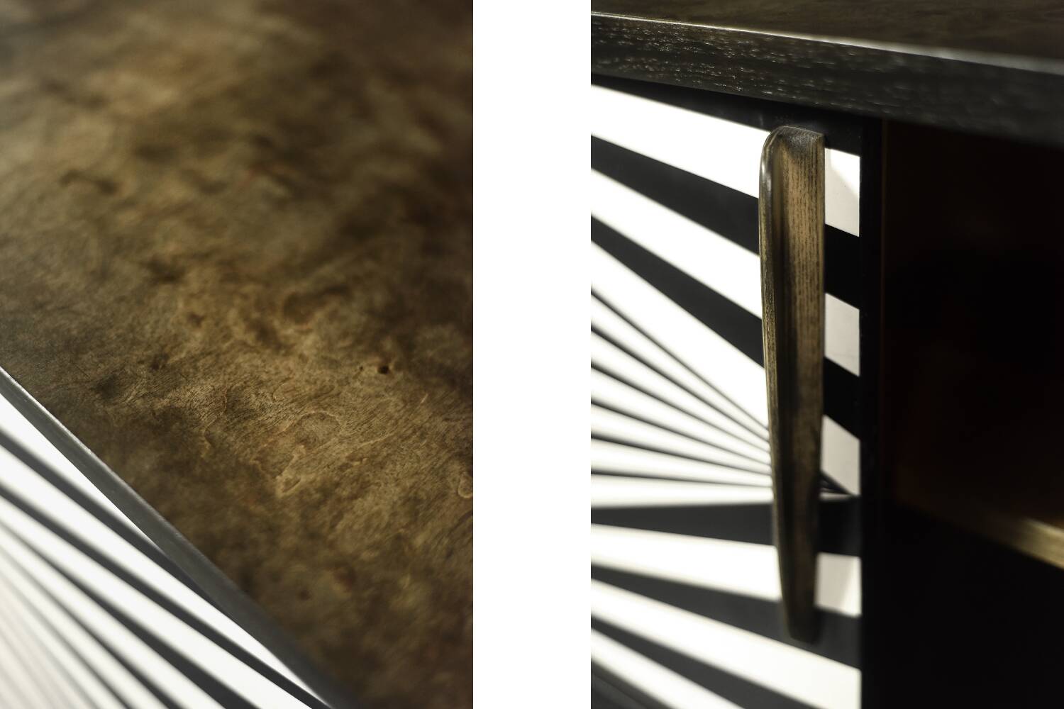 Scandinavian sideboard in birch with hand-painted op-art pattern, 1960s