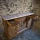 Antique Louis XVI style buffet in burr elm with marble top, late 19th century.