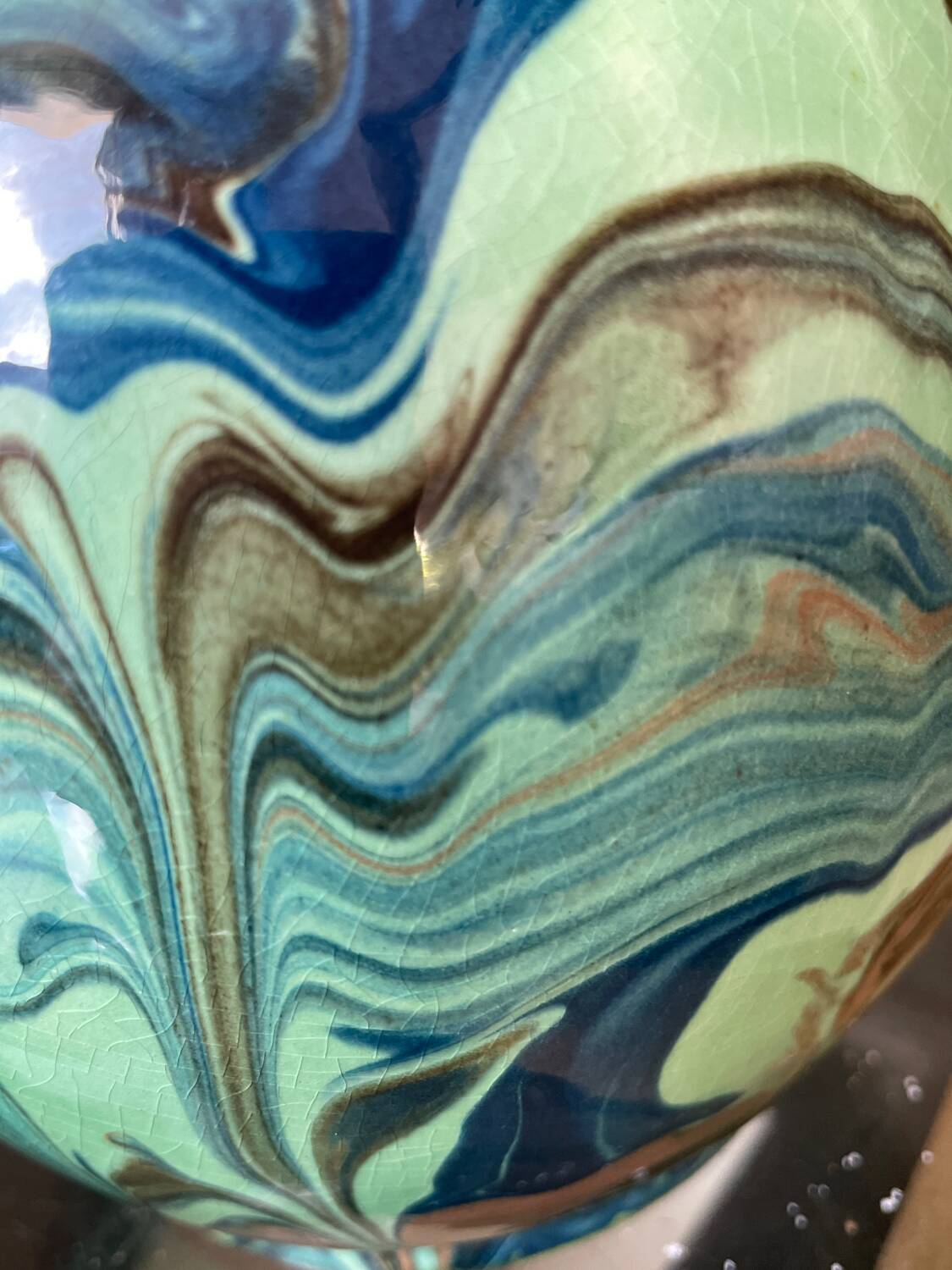 Vintage flamed glazed terracotta vase