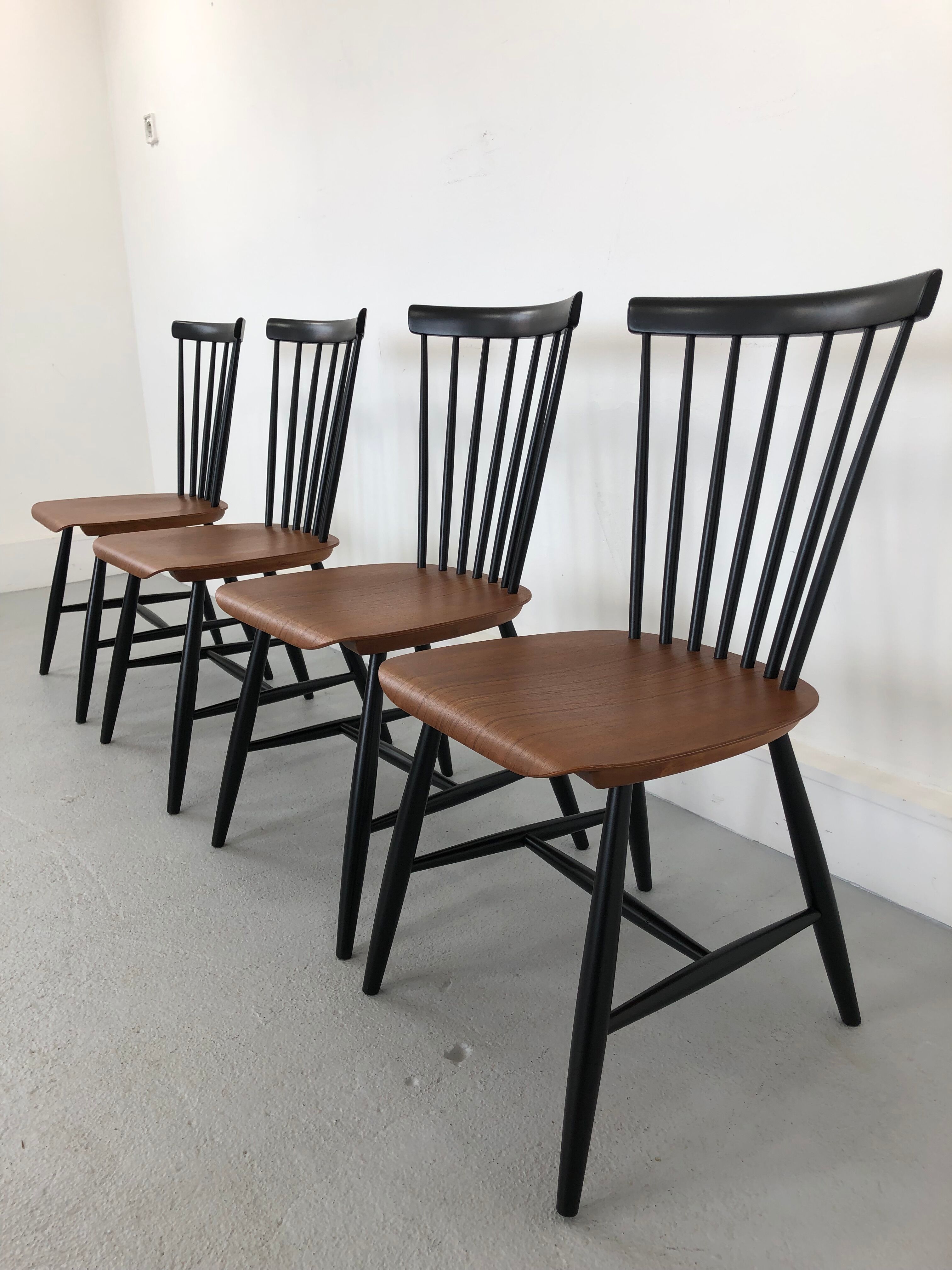 Swedish Teak Chairs by S. E. Fryklund for Hagafors, 1960s, Set of 4