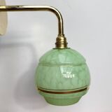 Vintage tulip wall lamp in mint green and gold Clichy glass