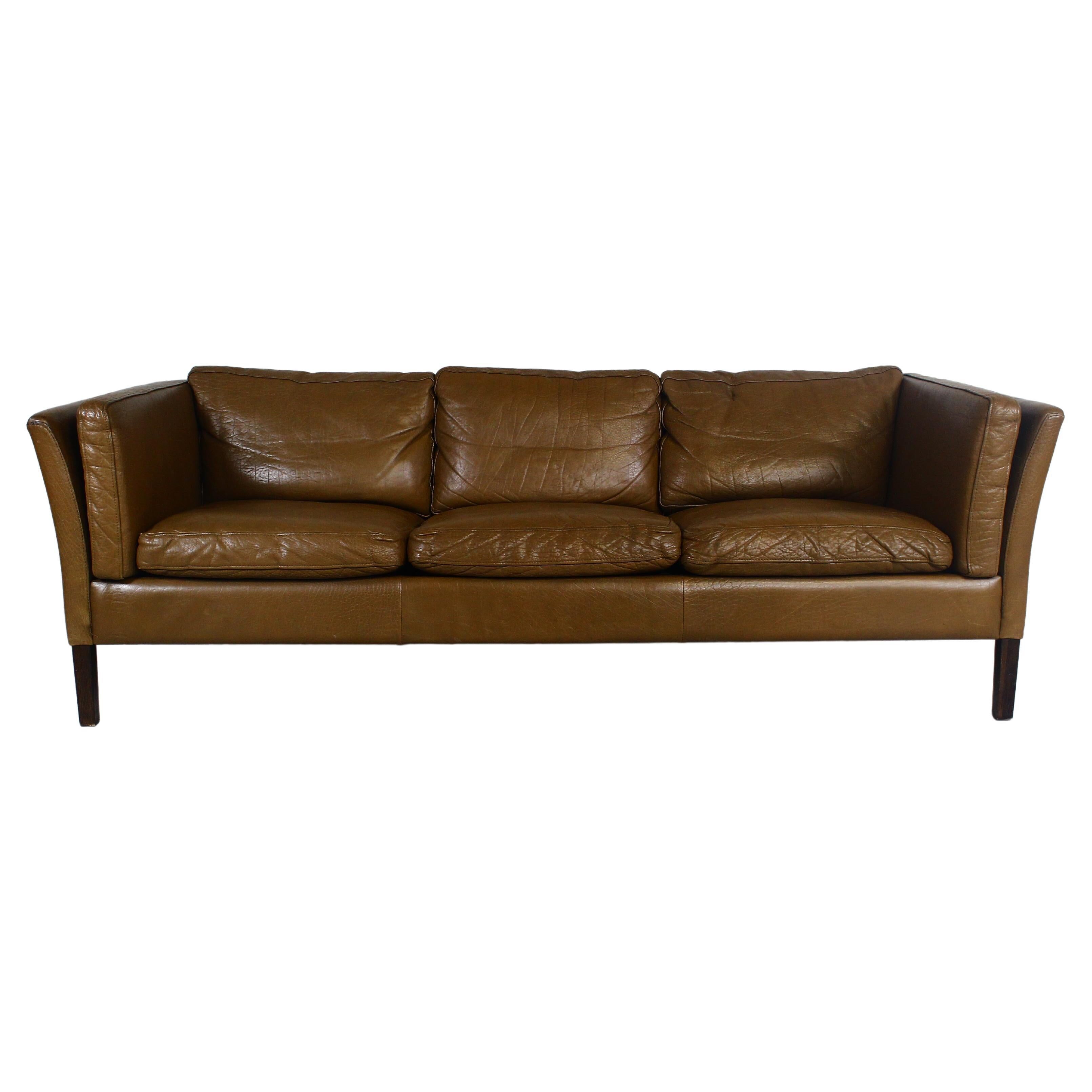 1970s brown leather sofa by Vejen Polstermøbelfabrik